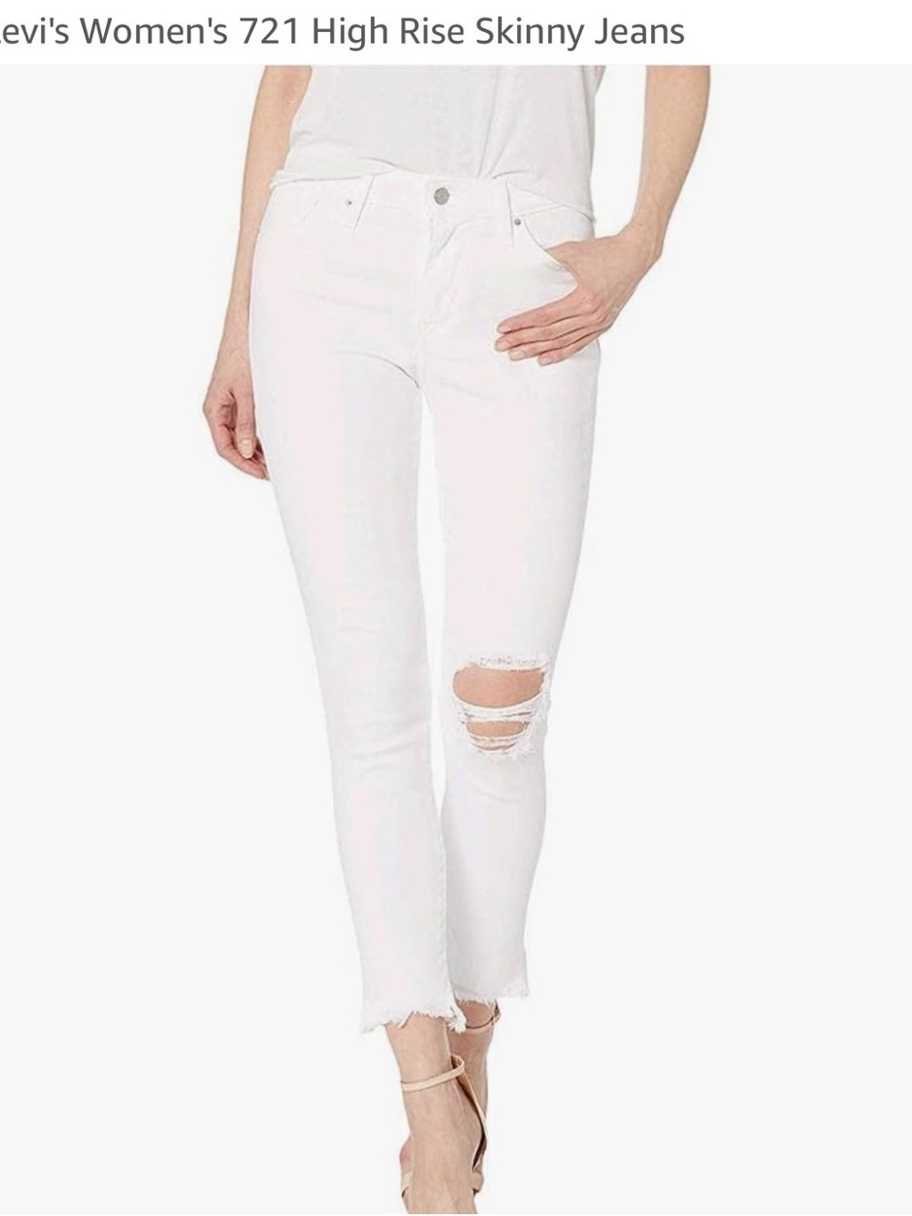 Levi White High-Rise Distressed Skinny Jeans - Women's